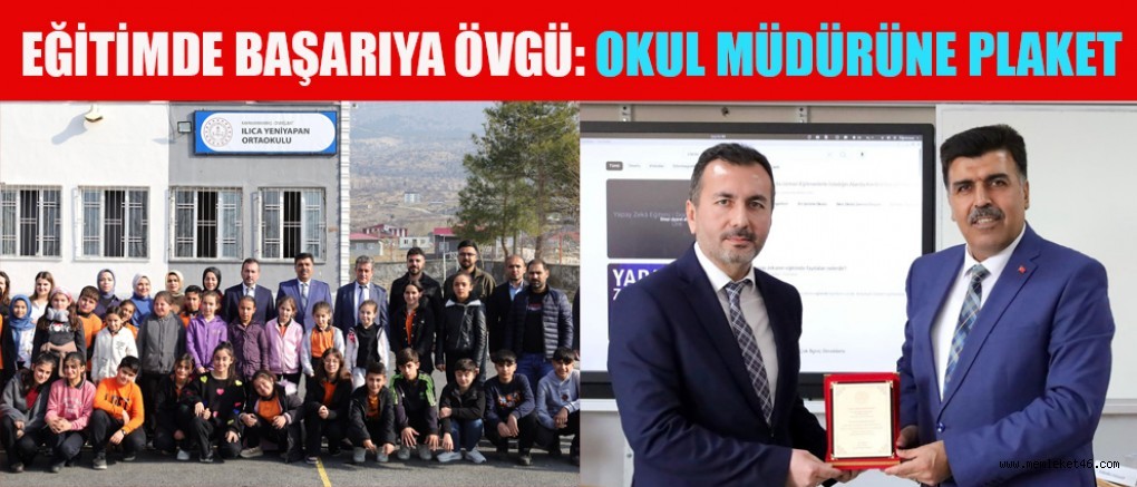 İLÇE MİLLİ EĞİTİM MÜDÜRÜNDEN OKUL MÜDÜRÜNE PLAKET