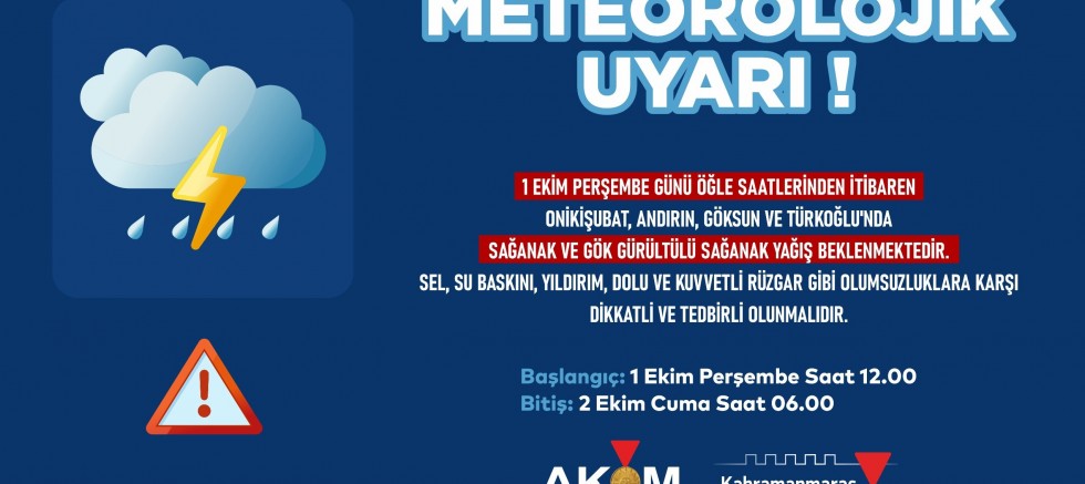 4 İLÇEDE SAĞANAK YAĞIŞ UYARISI!