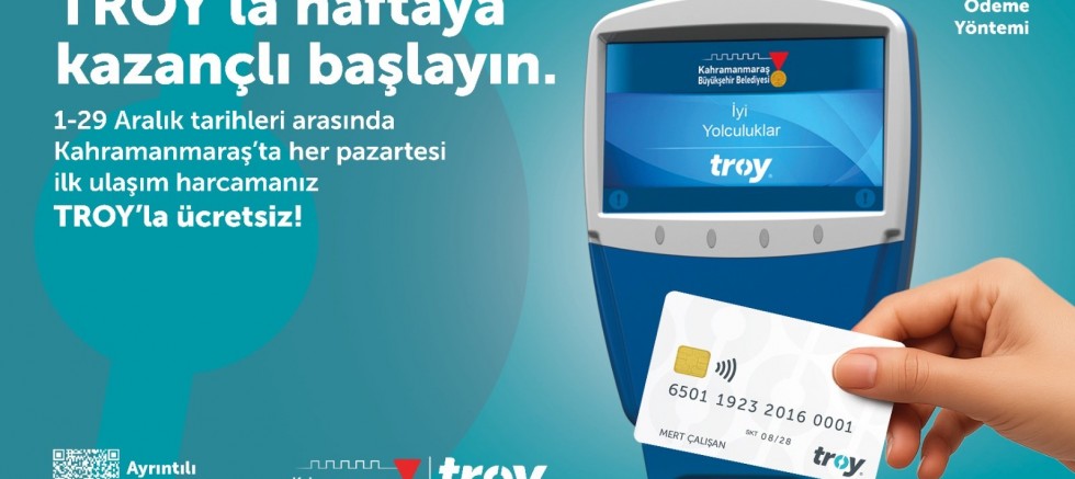ARALIK’TA TROY KART İLE PAZARTESİ GÜNLERİ İLK YOLCULUK ÜCRETSİZ
