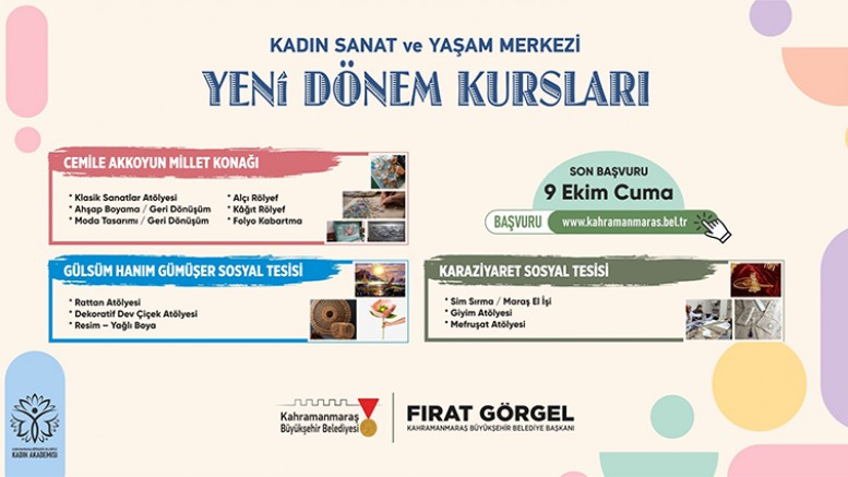 BÜYÜKŞEHİR’İN KADIN SANAT VE YAŞAM MERKEZİ ATÖLYELERİNDE YENİ DÖNEM BAŞVURULAR BAŞLADI
