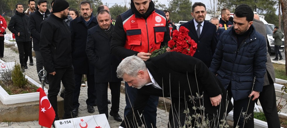 DEPREM ŞEHİTLERİ KABRİ BAŞINDA DUALARLA YAD EDİLDİ