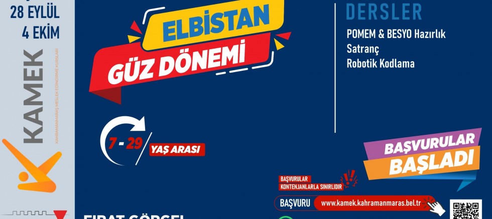 ELBİSTAN, ANDIRIN, ÇAĞLAYANCERİT VE EKİNÖZÜ’NDE KAMEK EĞİTİMLERİNE BAŞVURULAR BAŞLADI!