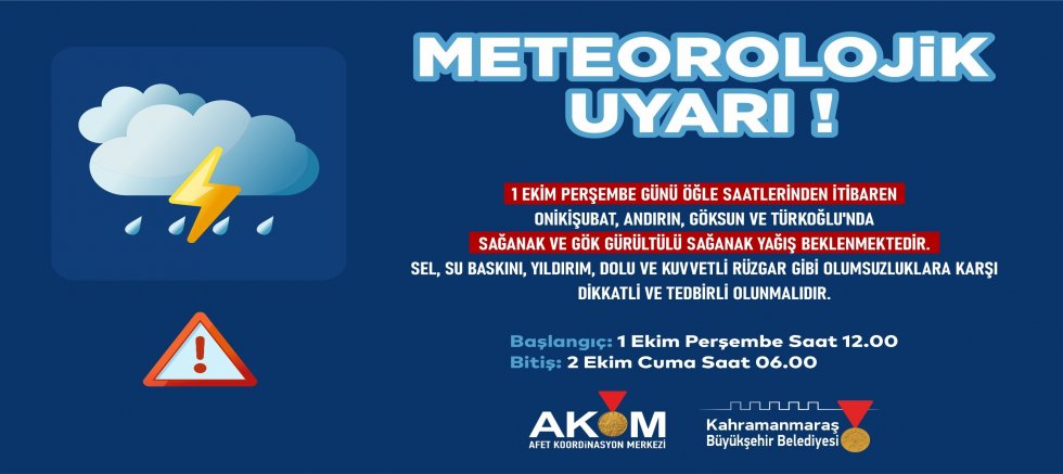 4 İLÇEDE SAĞANAK YAĞIŞ UYARISI!