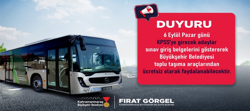 BÜYÜKŞEHİR’DEN KPSS ADAYLARINA ÜCRETSİZ ULAŞIM DESTEĞİ