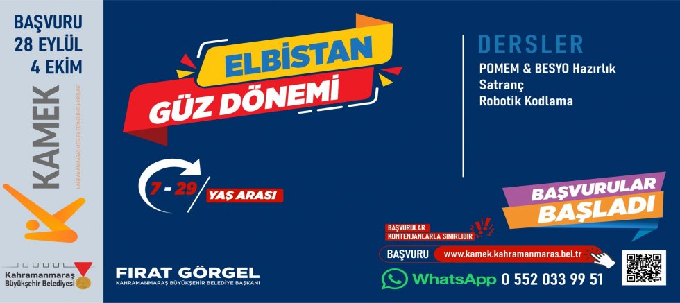 ELBİSTAN, ANDIRIN, ÇAĞLAYANCERİT VE EKİNÖZÜ’NDE KAMEK EĞİTİMLERİNE BAŞVURULAR BAŞLADI!