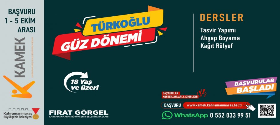 KAMEK İLE HER İLÇEDE EĞİTİM; TÜRKOĞLU VE GÖKSUN’DA KURS KAYITLARI BAŞLADI