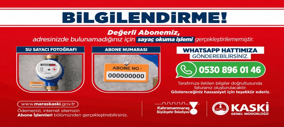 KASKİ’DEN ABONELERE SAYAÇ UYARISI: SAYAÇ FOTOĞRAFINIZI WHATSAPP’TAN GÖNDERİN