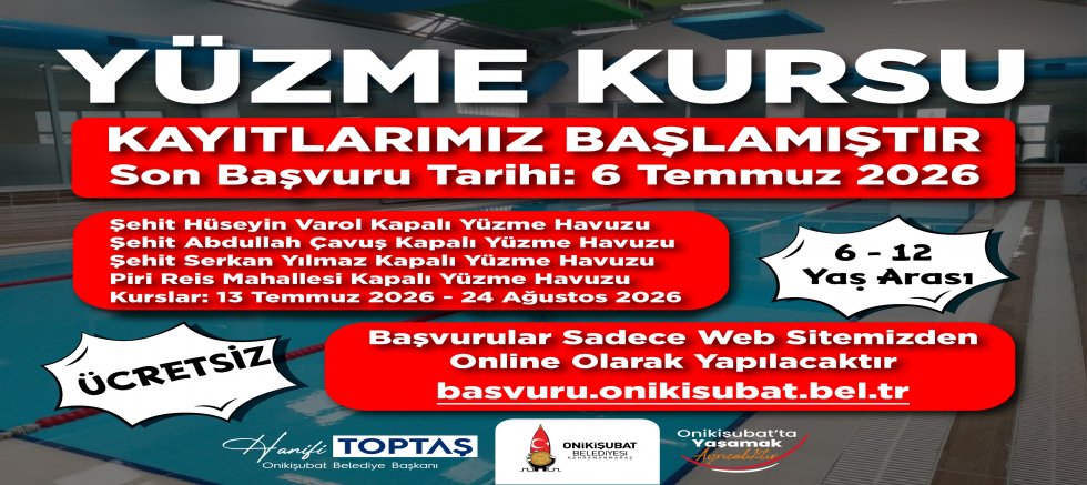  ONİKİŞUBAT BELEDİYESİ’NİN ÜCRETSİZ YAZ YÜZME KURSLARI’NA KAYITLAR DEVAM EDİYOR