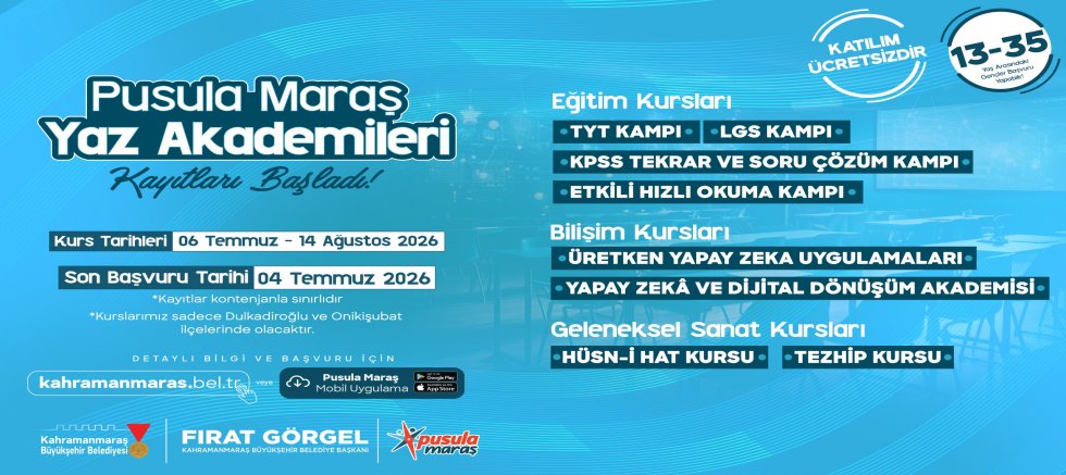 PUSULA MARAŞ YAZ AKADEMİLERİ’NE KAYITLAR BAŞLADI