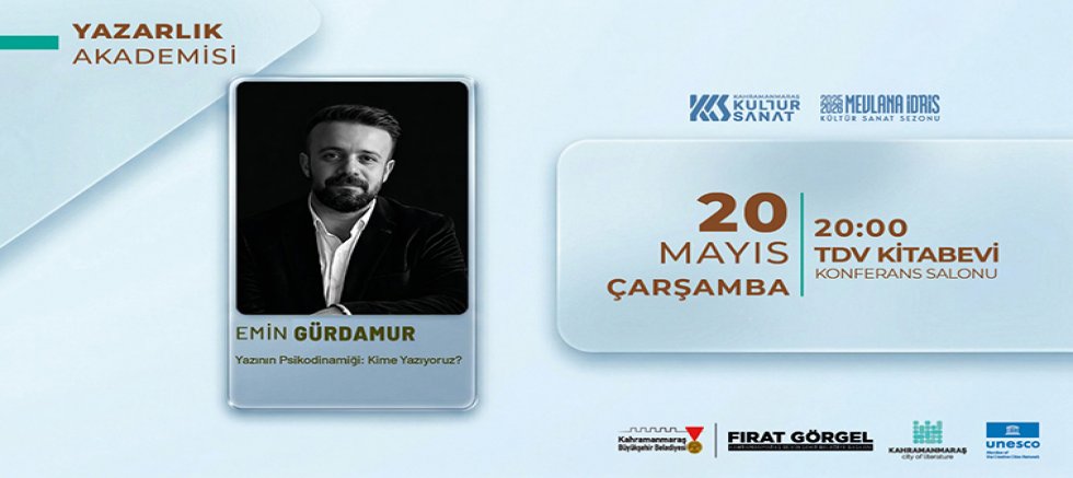 YAZAR EMİN GÜRDAMUR, YAZININ PSİKODİNAMİĞİNİ ANLATACAK