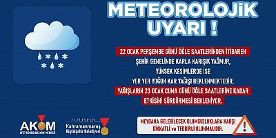 22 OCAK’TA ŞEHİR GENELİNDE KAR YAĞIŞI BEKLENİYOR!