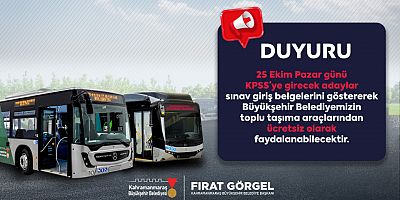 BÜYÜKŞEHİR’DEN KPSS ADAYLARINA ÜCRETSİZ ULAŞIM