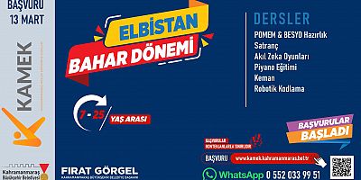  ELBİSTAN, EKİNÖZÜ VE ÇAĞLAYANCERİT’TE KAMEK EĞİTİMLERİNE BAŞVURULAR BAŞLADI!