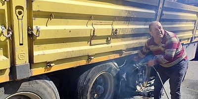 KAHRAMANMARAŞ’TA SEYİR HALİNDE ALEV ALAN TIR KORKUTTU