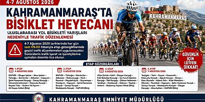 KAHRAMANMARAŞ’TA ULUSLARARASI BİSİKLET YARIŞLARI NEDENİYLE BAZI GÜZERGAHLAR TRAFİĞE KAPATILACAK