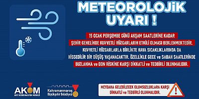 RÜZGÂR VE SOĞUK HAVA UYARISI; BUZLANMA VE DON RİSKİNE DİKKAT!