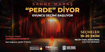 Kahramanmaraş Büyükşehir Belediyesinin Sahne Maraş Tiyatro Okulu’nda yeni dönem ön kayıtları başladı. Büyükşehir Belediyesinin internet adresinden çevrimiçi yapılabilen başvurular 17 Ekim Perşembe gün