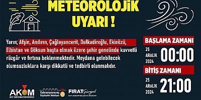 25 Aralık Çarşamba günü Afşin