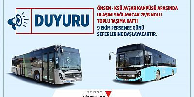 ŞEHİR İÇİ TOPLU TAŞIMAYA YENİ HAT; 78/B HİZMETE GİRİYOR